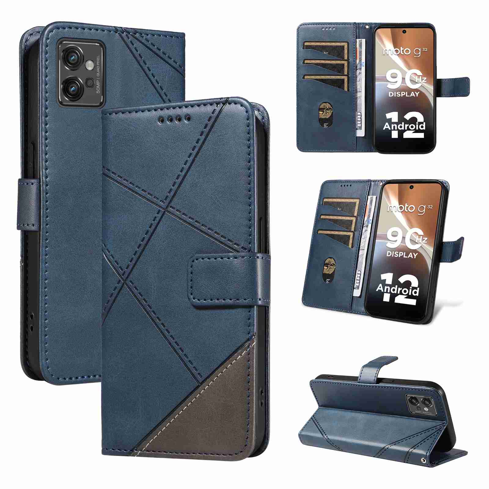 (katu2024) PU Leather Wallet Case For Motorola Moto G32 Flip Stand Card Book Phone Cover