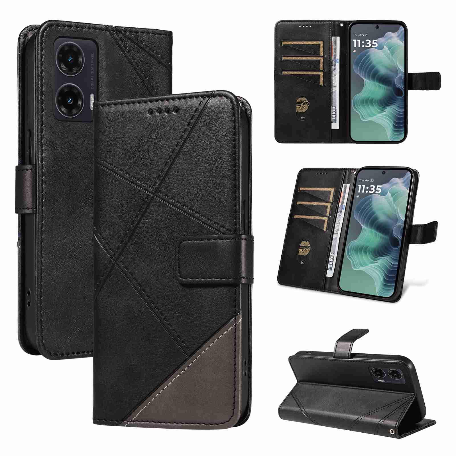 (katu2024) PU Leather Wallet Case For Motorola Moto G35 Flip Stand Card Book Phone Cover