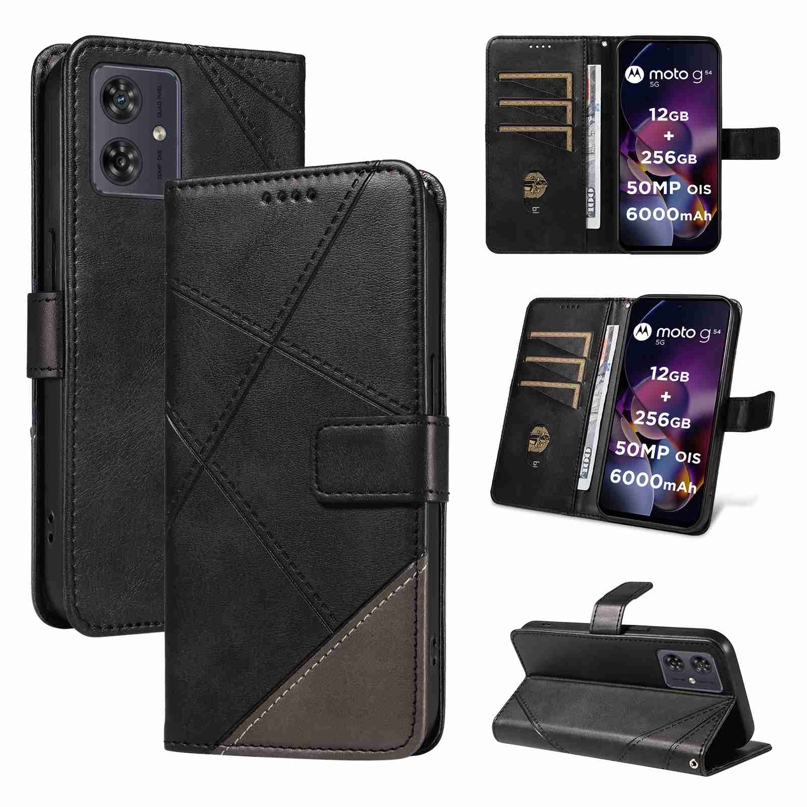 (katu2024) PU Leather Wallet Case For Motorola Moto G54 Flip Stand Card Book Phone Cover