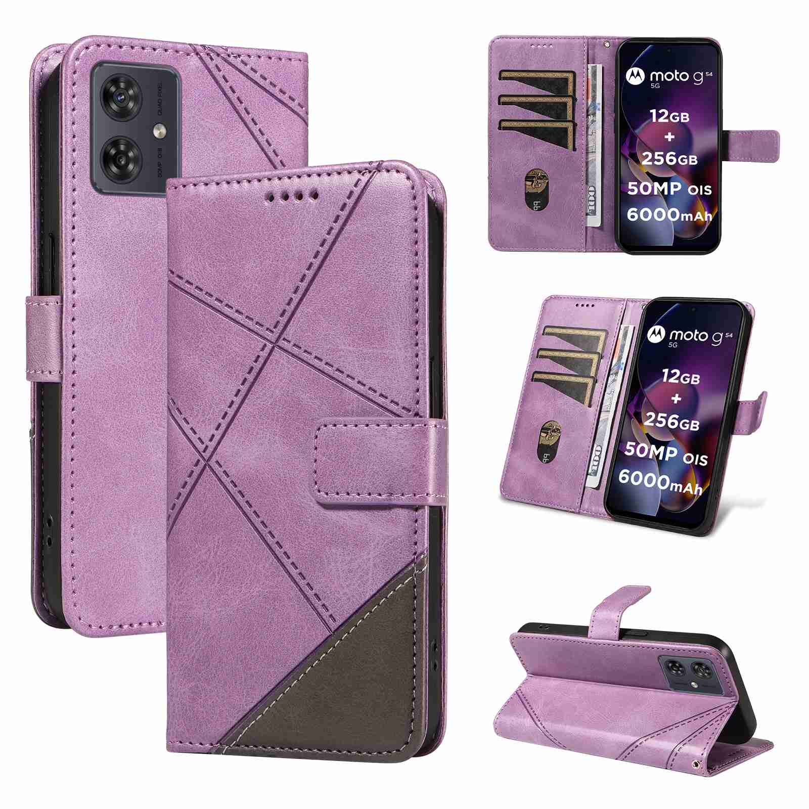 (katu2024) PU Leather Wallet Case For Motorola Moto G54 Flip Stand Card Book Phone Cover