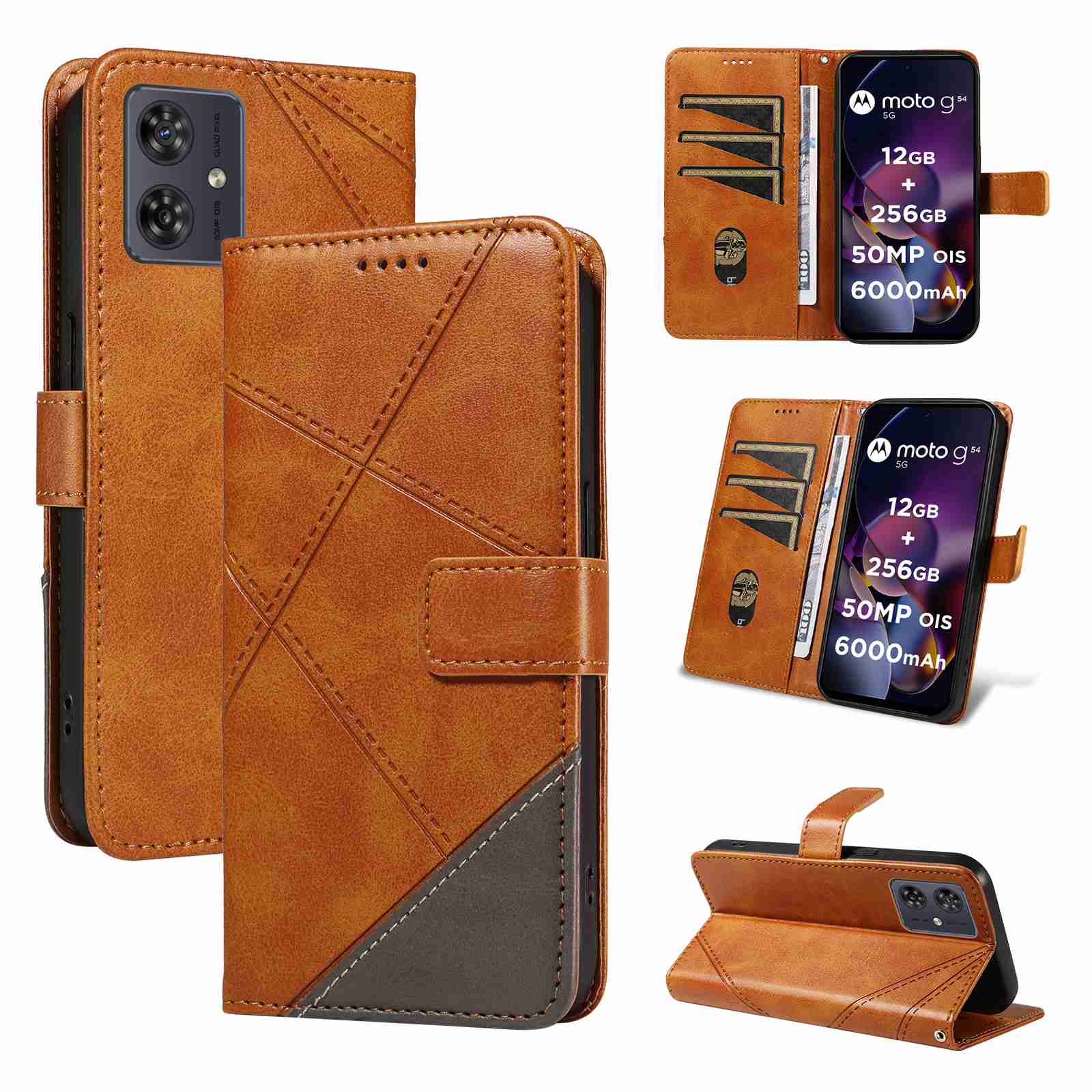 (katu2024) PU Leather Wallet Case For Motorola Moto G54 Flip Stand Card Book Phone Cover