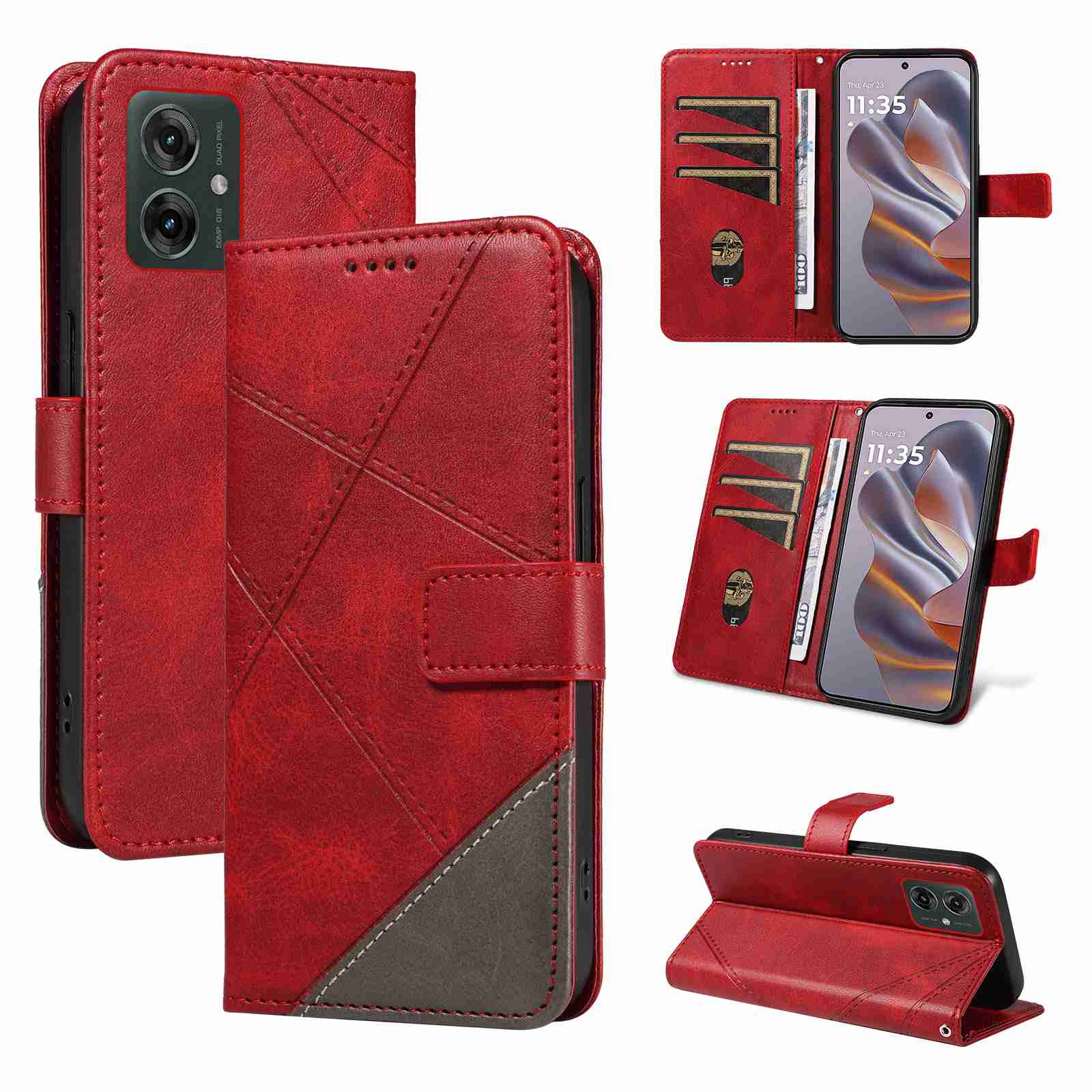 (katu2024) PU Leather Wallet Case For Motorola Moto G55 Flip Stand Card Book Phone Cover