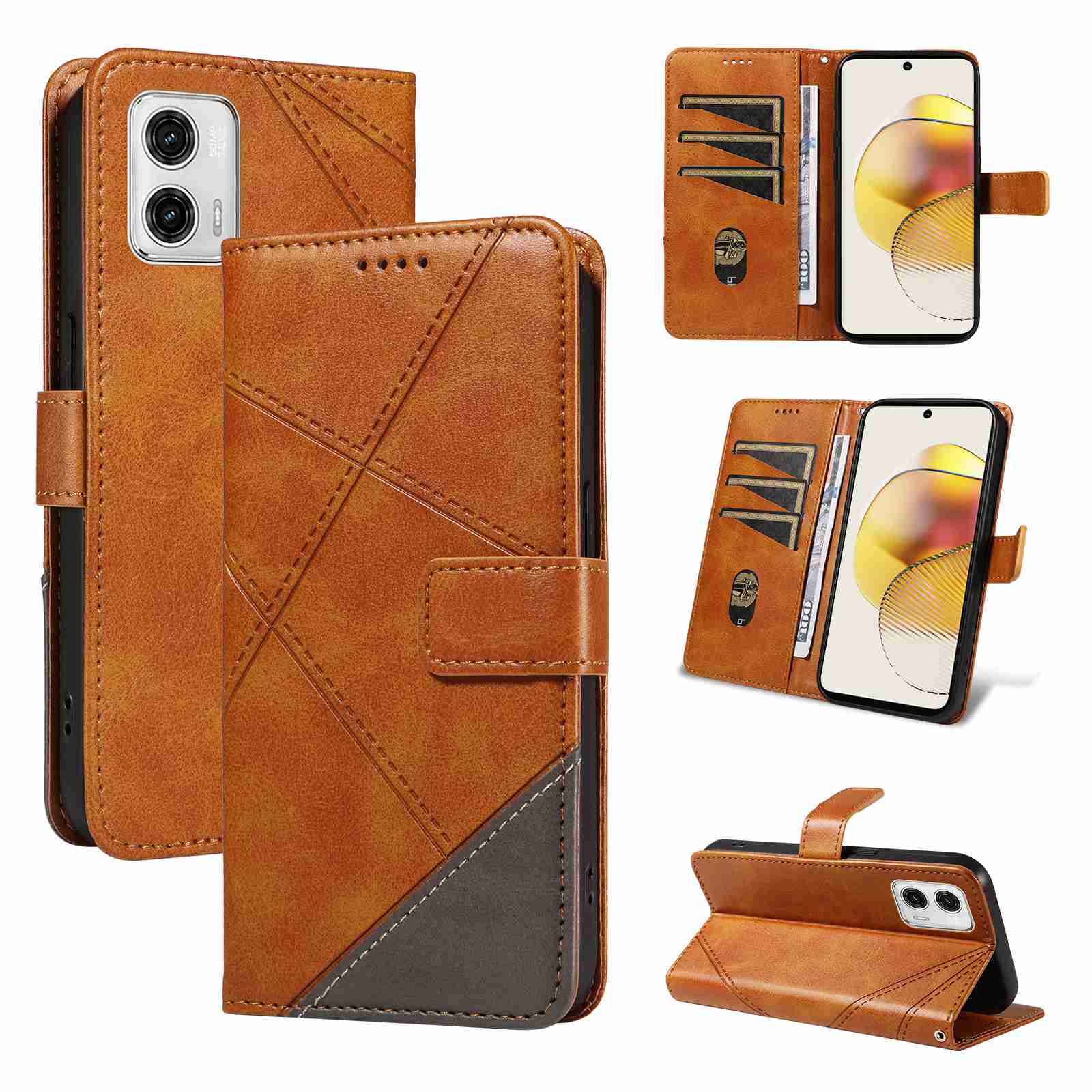 (katu2024) PU Leather Wallet Case For Motorola Moto G73 Flip Stand Card Book Phone Cover