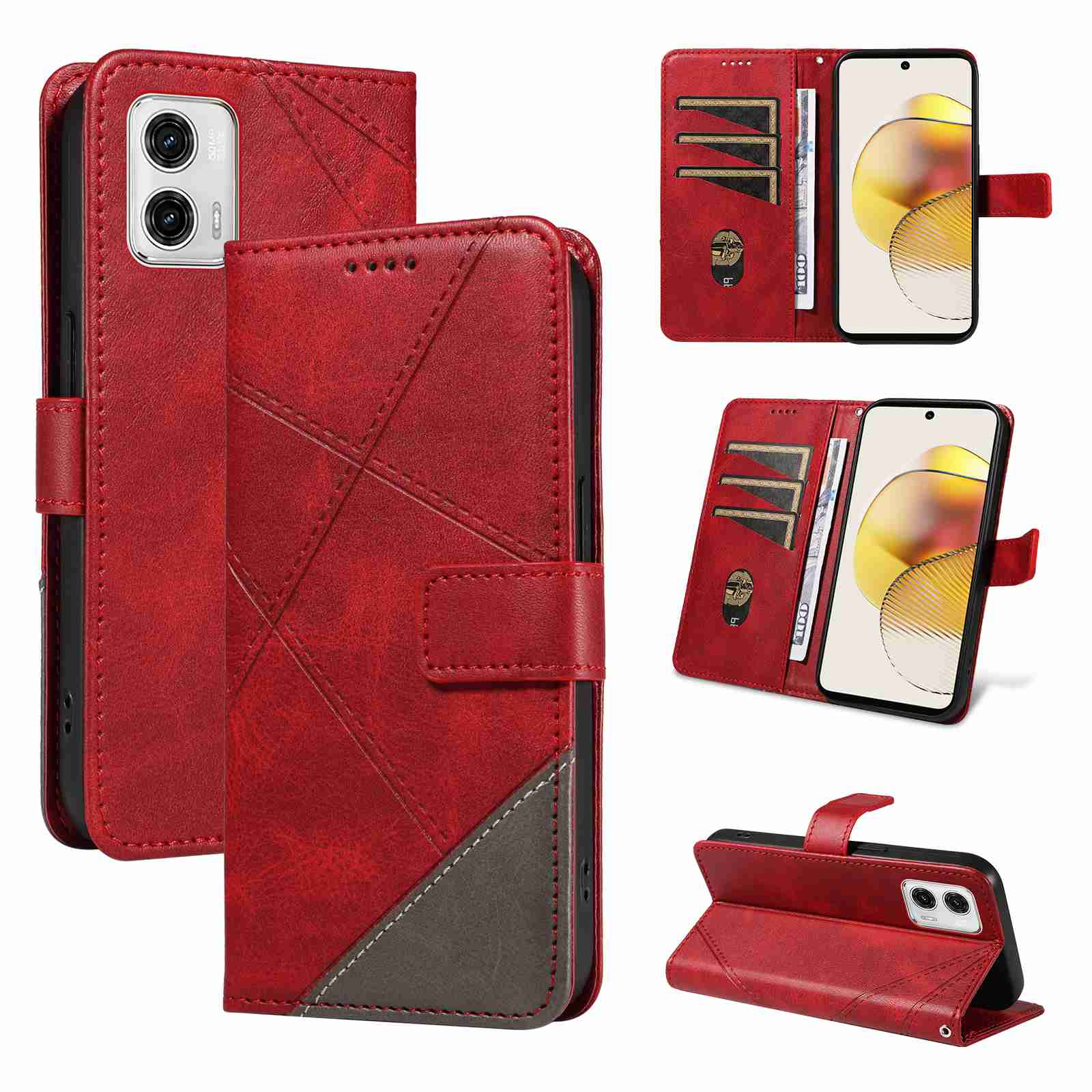 (katu2024) PU Leather Wallet Case For Motorola Moto G73 Flip Stand Card Book Phone Cover