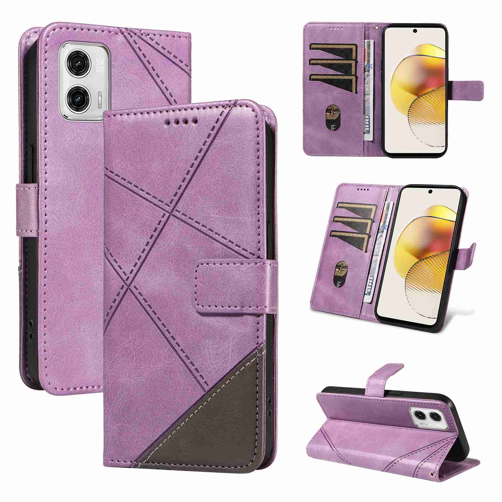 (katu2024) PU Leather Wallet Case For Motorola Moto G73 Flip Stand Card Book Phone Cover