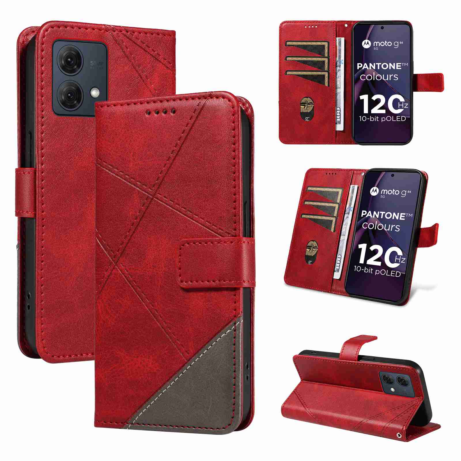 (katu2024) PU Leather Wallet Case For Motorola Moto G84 Flip Stand Card Book Phone Cover