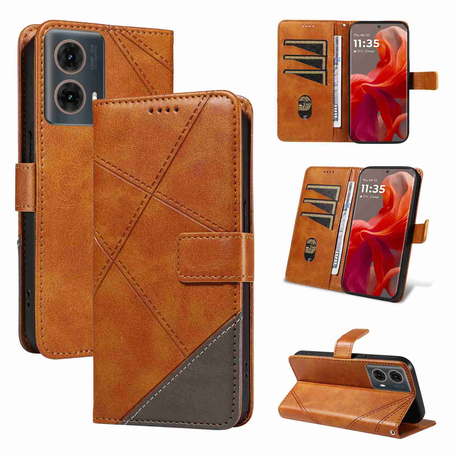 (katu2024) PU Leather Wallet Case For Motorola Moto G85 Flip Stand Card Book Phone Cover