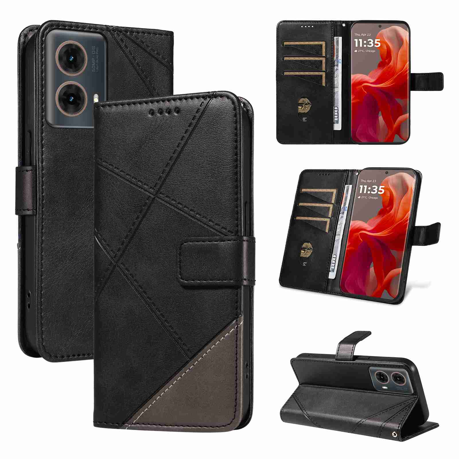 (katu2024) PU Leather Wallet Case For Motorola Moto G85 Flip Stand Card Book Phone Cover