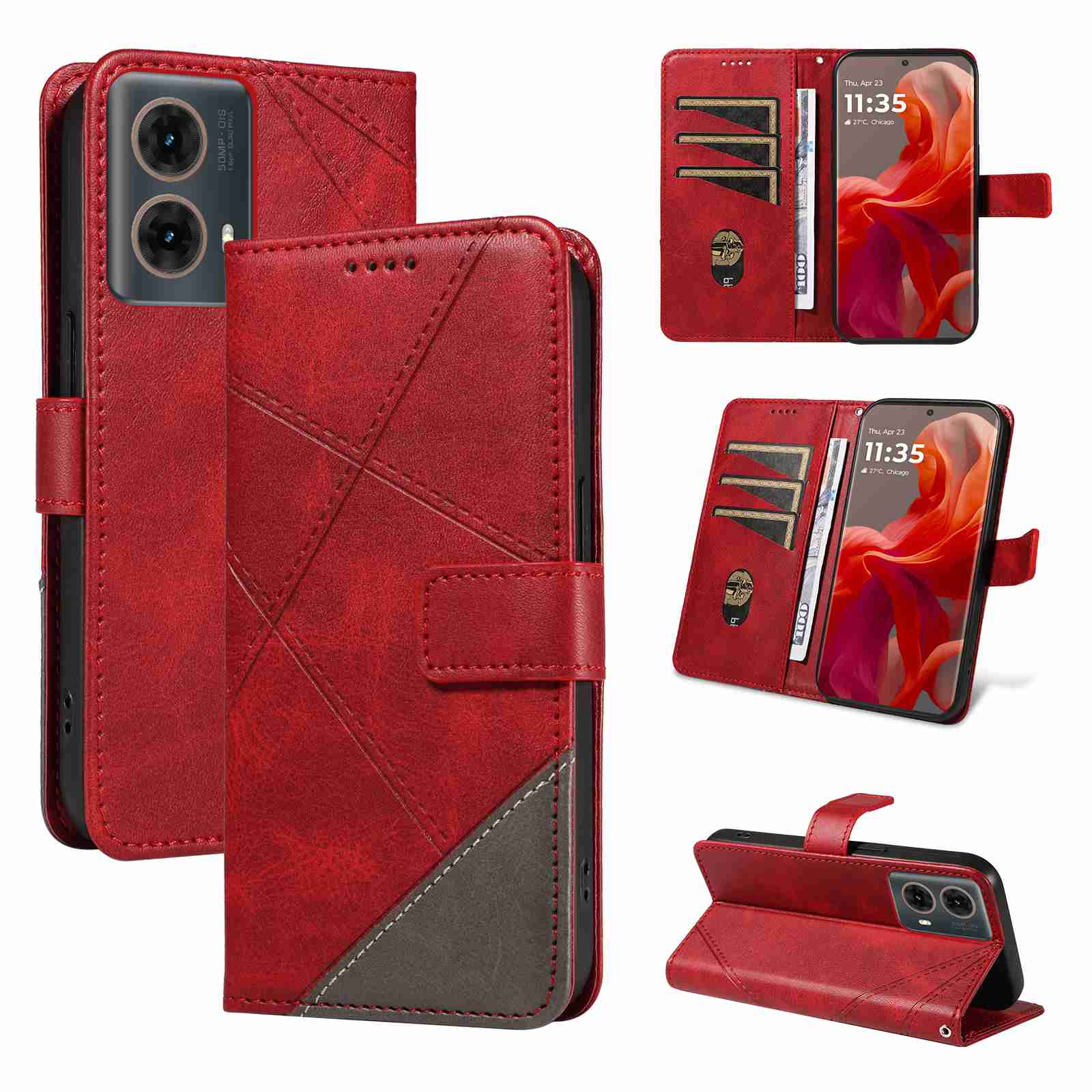 (katu2024) PU Leather Wallet Case For Motorola Moto G85 Flip Stand Card Book Phone Cover