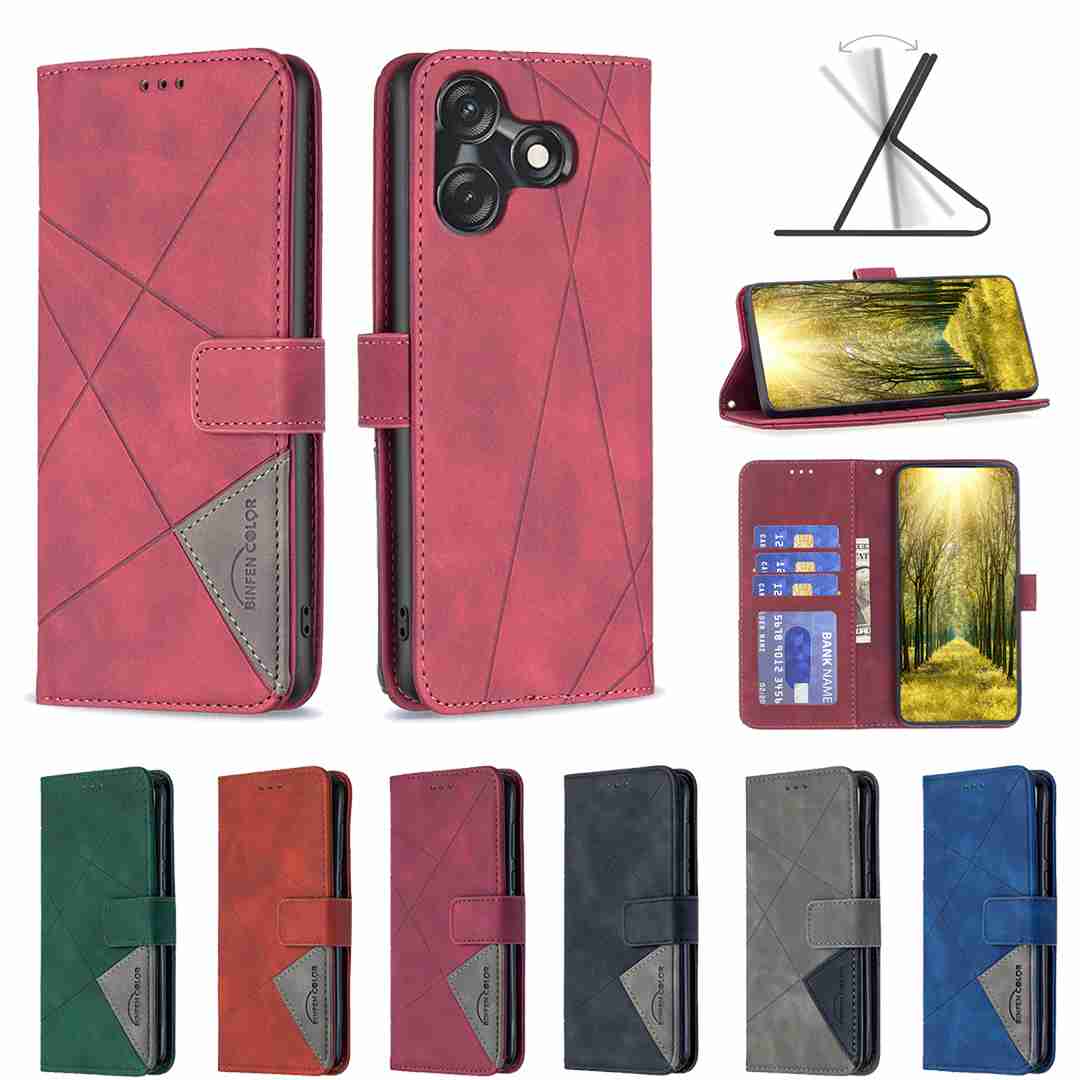 (Binfen2025) - Case For Tecno Spark 10C Luxury Flip PU Leather Wallet Magnetic Adsorption Cover