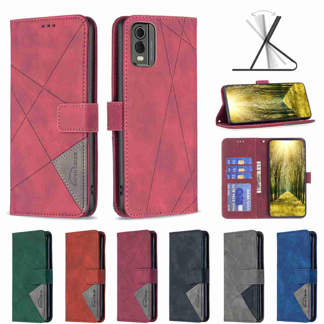 (Binfen2025) - Case For NOKIA C32 Luxury Flip PU Leather Wallet Magnetic Adsorption Cover