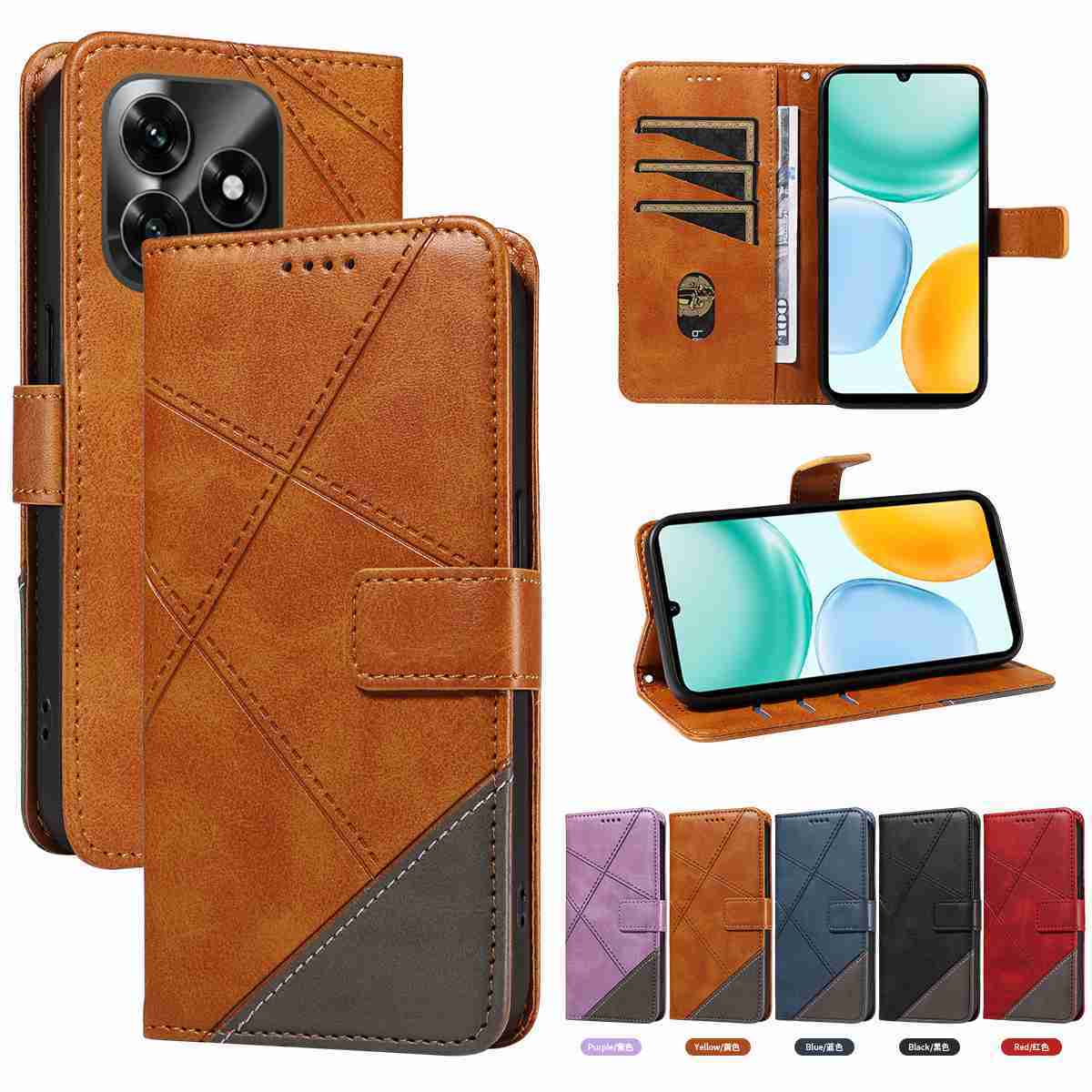 (katu2025) - For Huawei honor X5C plus Case Luxury Flip PU Leather Wallet Magnetic Adsorption Cover