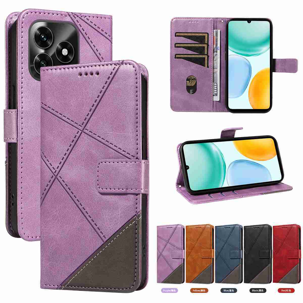 (katu2025) - For Huawei honor X5C plus Case Luxury Flip PU Leather Wallet Magnetic Adsorption Cover