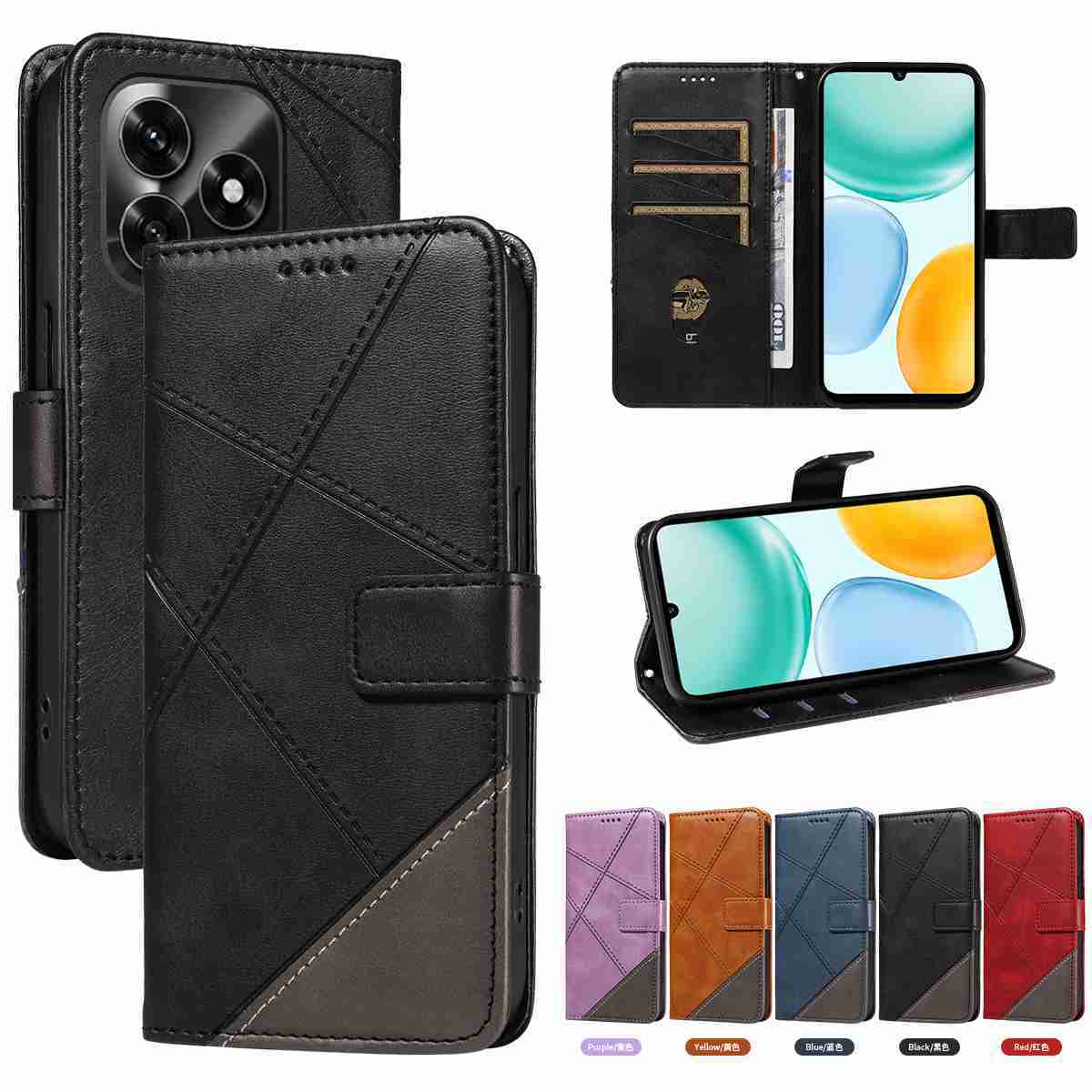 (katu2025) - For Huawei honor X5C plus Case Luxury Flip PU Leather Wallet Magnetic Adsorption Cover