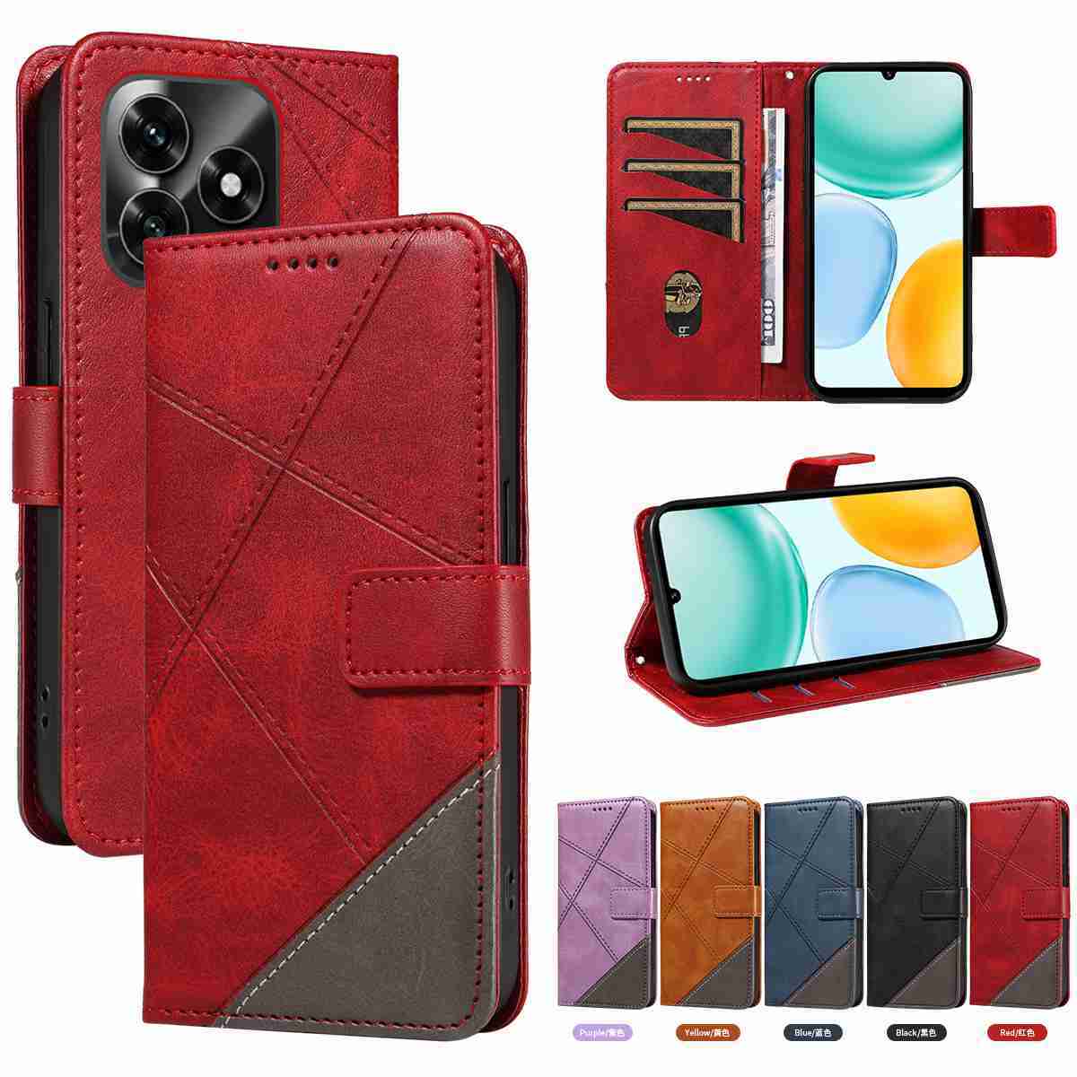 (katu2025) - For Huawei honor X5C plus Case Luxury Flip PU Leather Wallet Magnetic Adsorption Cover