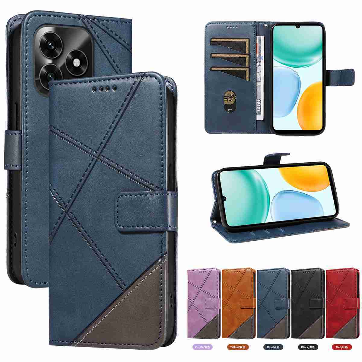 (katu2025) - For Huawei honor X5C plus Case Luxury Flip PU Leather Wallet Magnetic Adsorption Cover