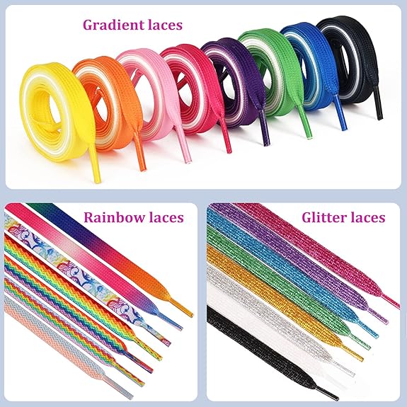 39"(100cm) Flat Colorful Fashion Sneakers Shoelaces, Rainbow Shoe Laces