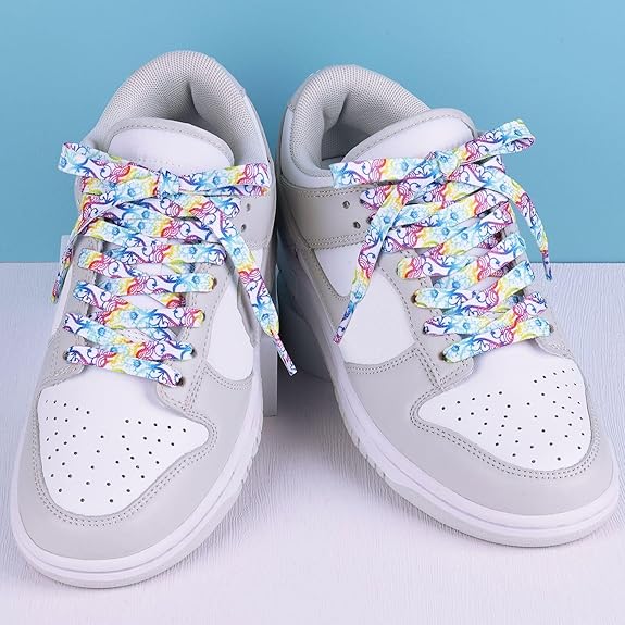 39"(100cm) Flat Colorful Fashion Sneakers Shoelaces, Rainbow Shoe Laces