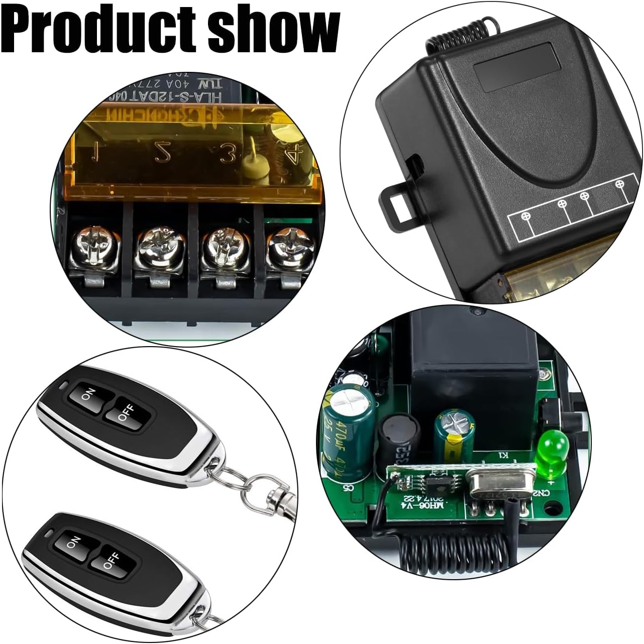 Wireless Remote Switch with 328 ft Long Range,DC 12V/24V/48V/72V Current Rating 30A,12v Remote Control Switch for All Kinds of DC Motors,Luminaire Controll etc