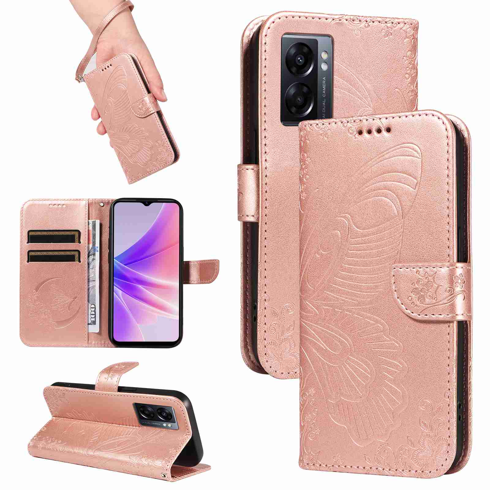 Case For OPPO A57 2022 4G 5G Realme V23 OPPO A77 5G OPPO A57S 1+N20 Se PU Leather Card Slot Wallet Flip Stand Cover
