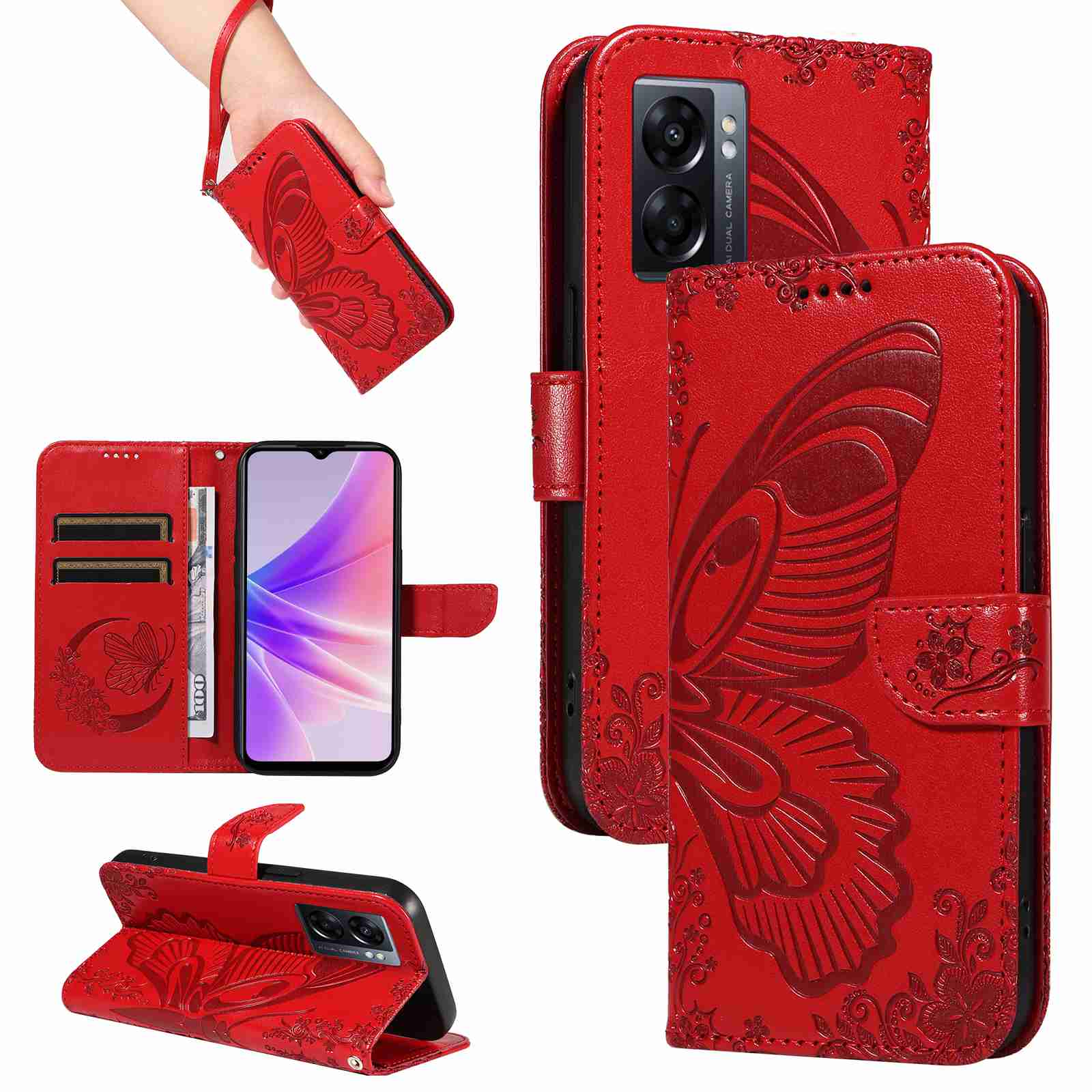 Case For OPPO A57 2022 4G 5G Realme V23 OPPO A77 5G OPPO A57S 1+N20 Se PU Leather Card Slot Wallet Flip Stand Cover