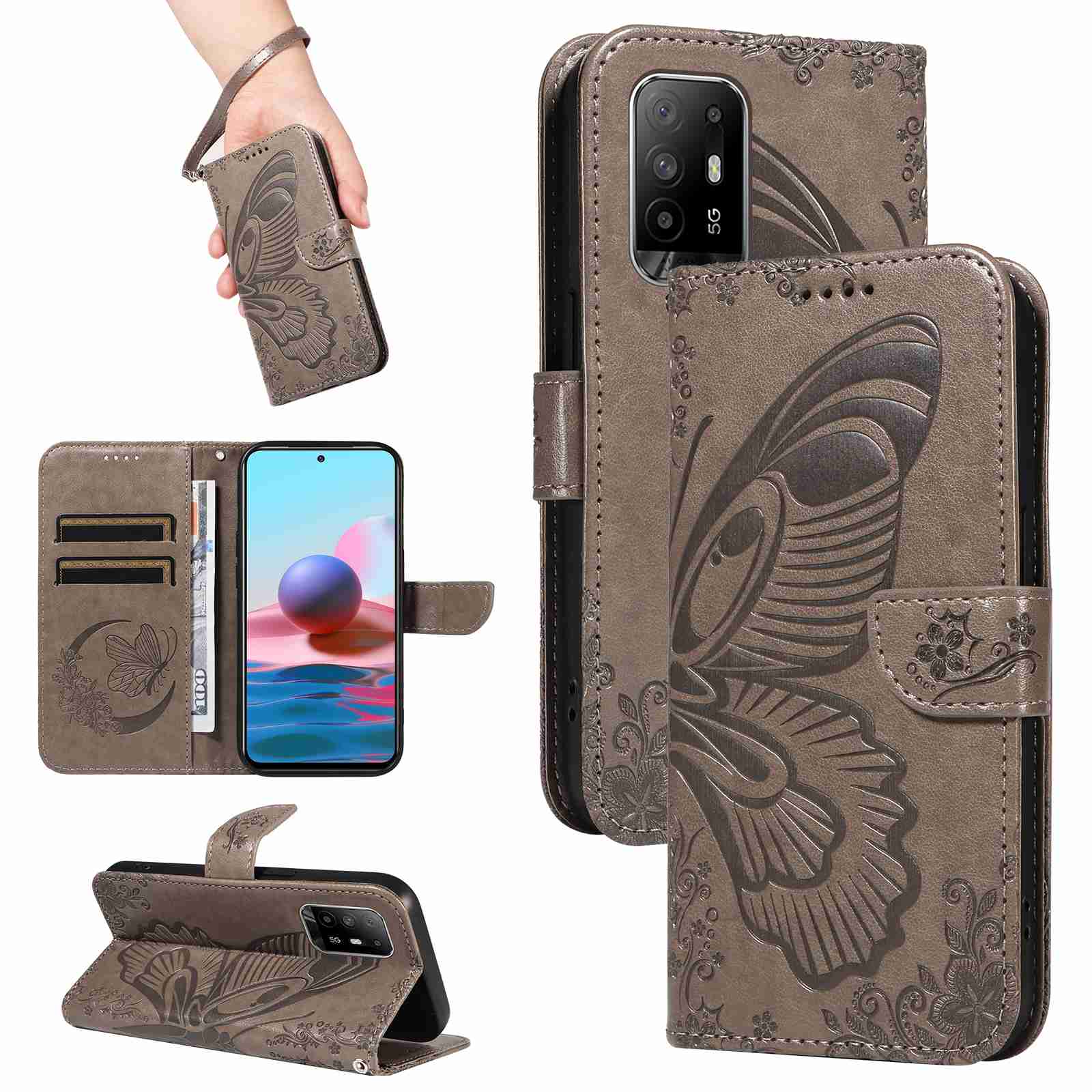 Case For OPPO A94 5G OPPO F19 PRO+ OPPO Reno 5Z 5G OPPO A95 5G OPPO Reno6 Z PU Leather Card Slot Wallet Flip Stand Cover