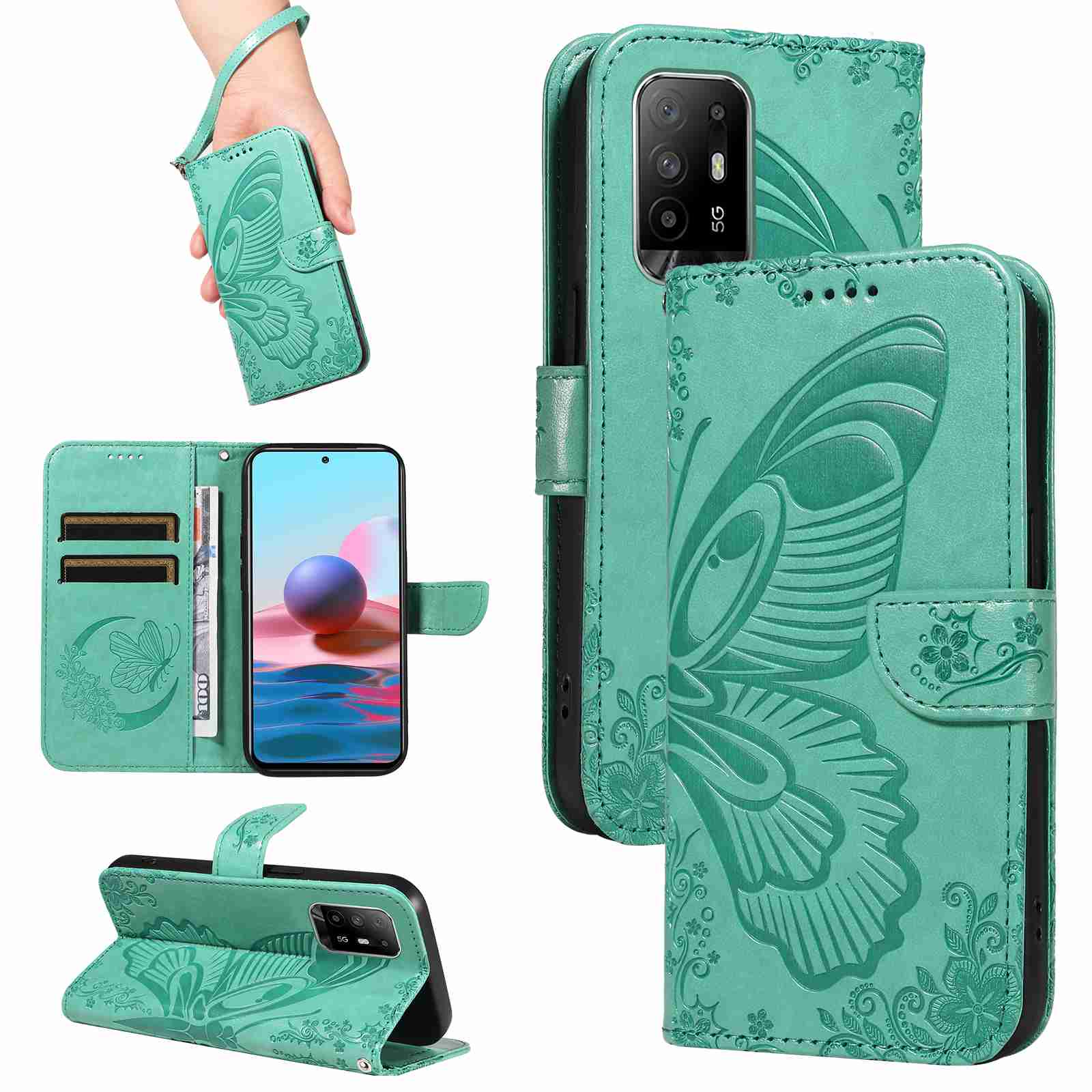 Case For OPPO A94 5G OPPO F19 PRO+ OPPO Reno 5Z 5G OPPO A95 5G OPPO Reno6 Z PU Leather Card Slot Wallet Flip Stand Cover
