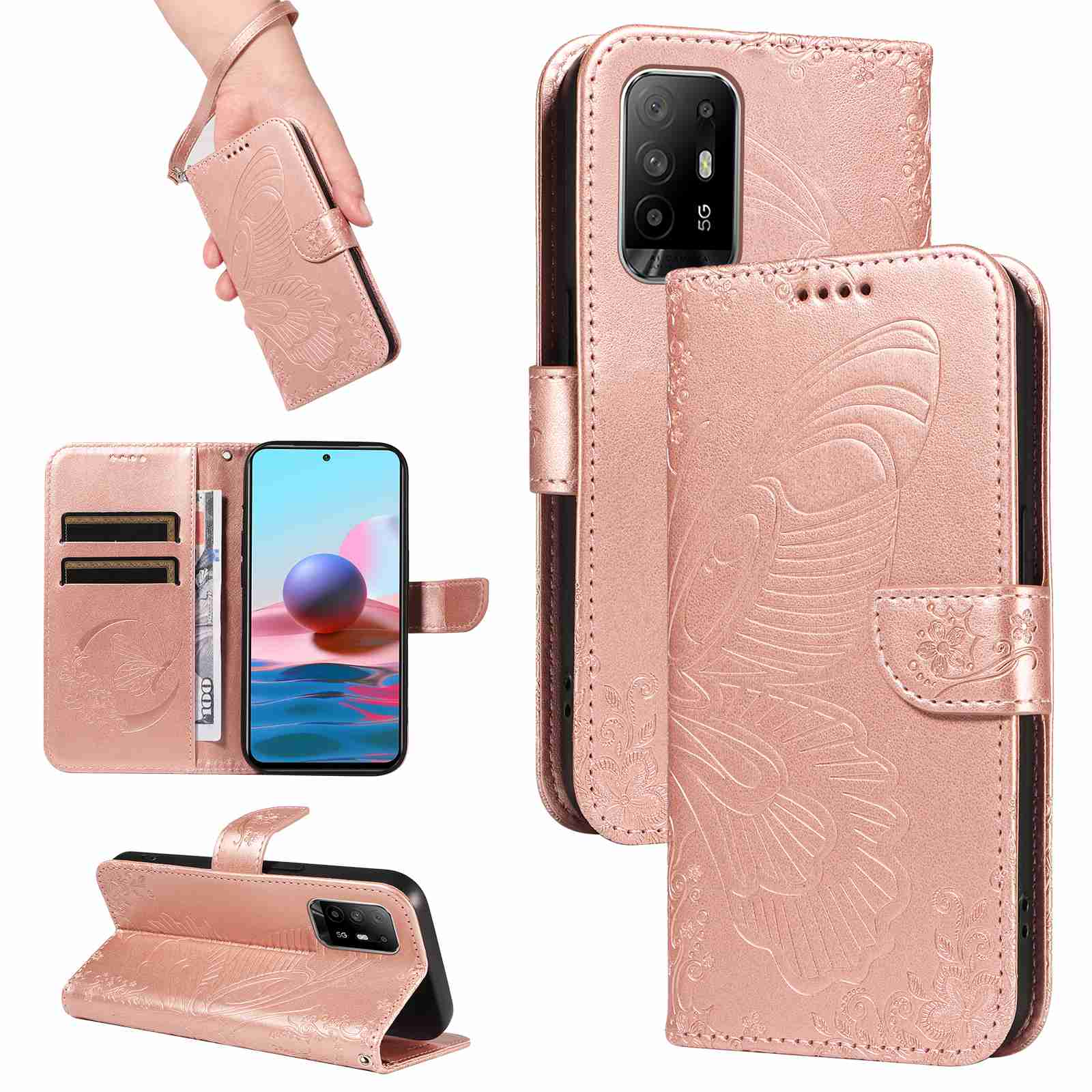 Case For OPPO A94 5G OPPO F19 PRO+ OPPO Reno 5Z 5G OPPO A95 5G OPPO Reno6 Z PU Leather Card Slot Wallet Flip Stand Cover