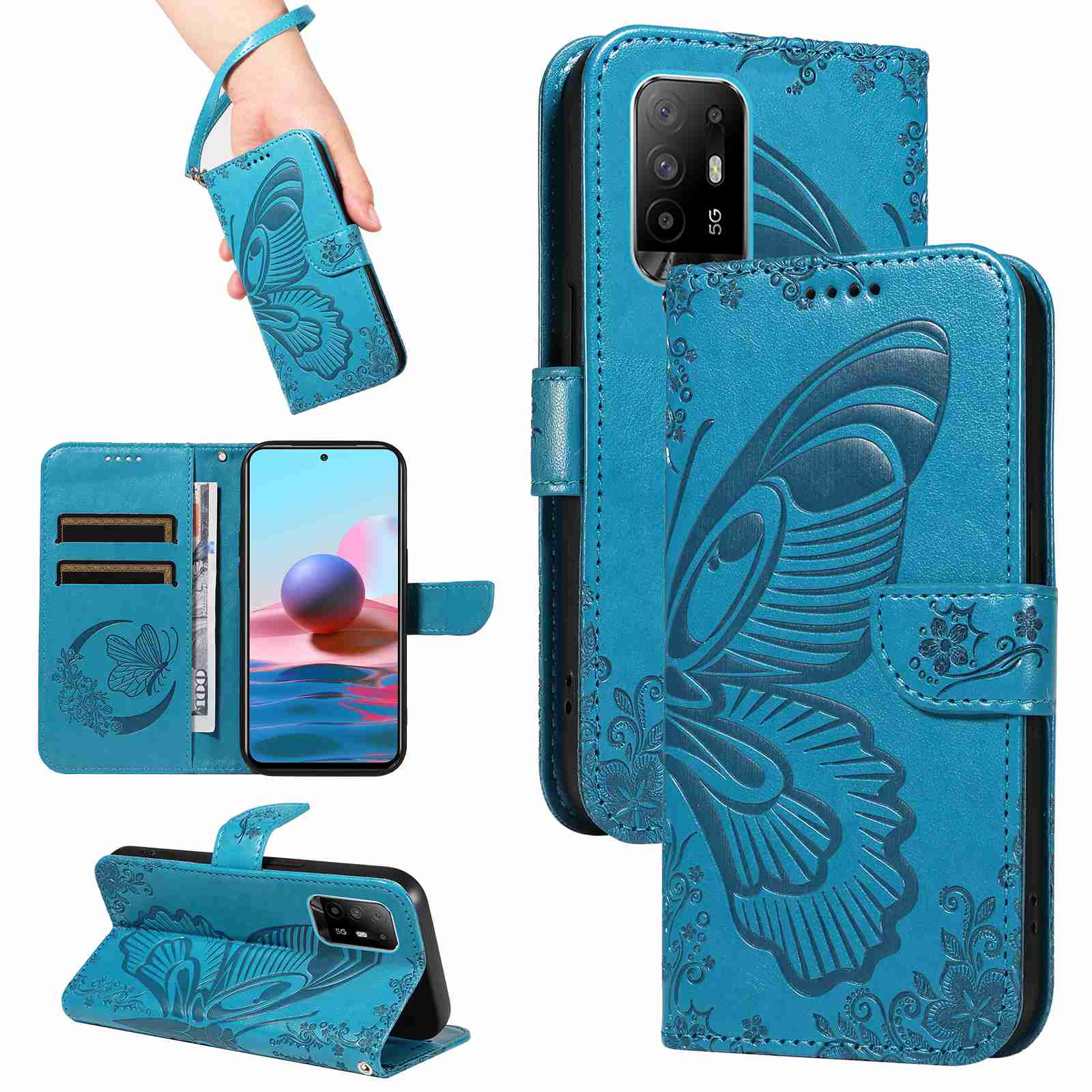 Case For OPPO A94 5G OPPO F19 PRO+ OPPO Reno 5Z 5G OPPO A95 5G OPPO Reno6 Z PU Leather Card Slot Wallet Flip Stand Cover