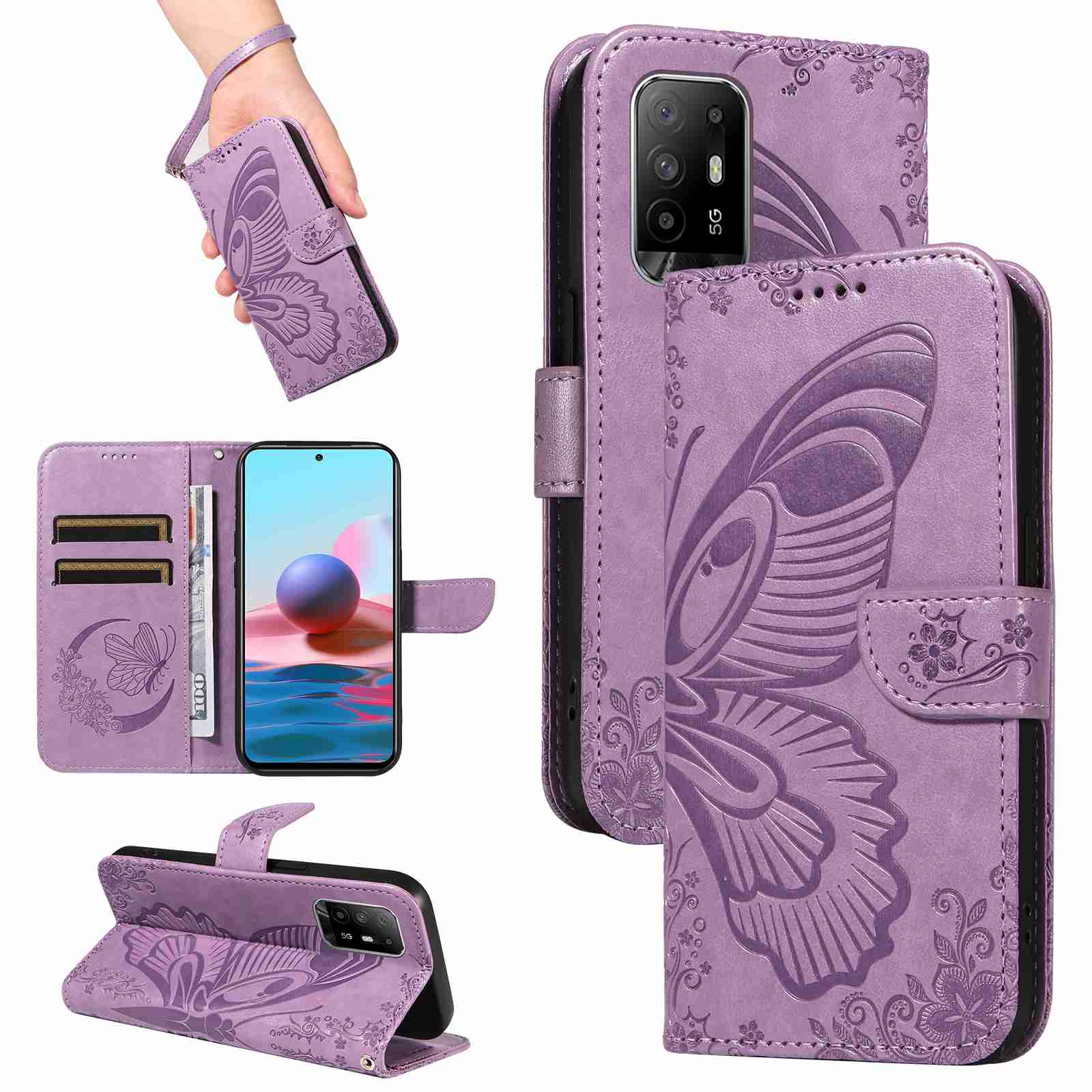 Case For OPPO A94 5G OPPO F19 PRO+ OPPO Reno 5Z 5G OPPO A95 5G OPPO Reno6 Z PU Leather Card Slot Wallet Flip Stand Cover