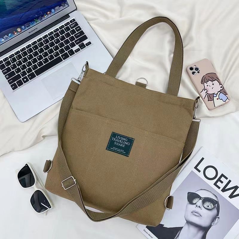 ﻿
Women Fashion Soft Canvas Shoulder Bag Ladies Casual Handbag Tote bag Large Capacity Cotton Reusable Zipper Shopping Beach Bag Student Canvas School Backpack Female Crossbody Shopper Bag