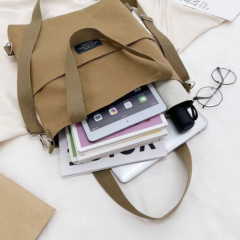 ﻿
Women Fashion Soft Canvas Shoulder Bag Ladies Casual Handbag Tote bag Large Capacity Cotton Reusable Zipper Shopping Beach Bag Student Canvas School Backpack Female Crossbody Shopper Bag