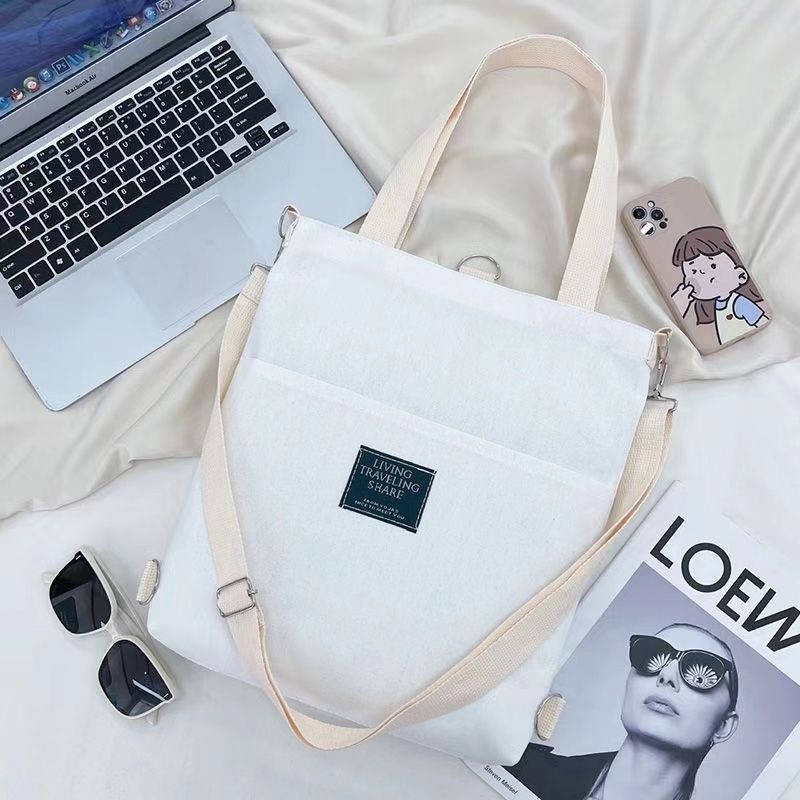 ﻿
Women Fashion Soft Canvas Shoulder Bag Ladies Casual Handbag Tote bag Large Capacity Cotton Reusable Zipper Shopping Beach Bag Student Canvas School Backpack Female Crossbody Shopper Bag
