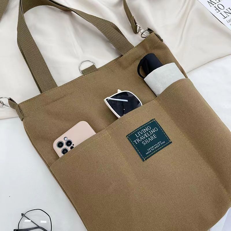 ﻿
Women Fashion Soft Canvas Shoulder Bag Ladies Casual Handbag Tote bag Large Capacity Cotton Reusable Zipper Shopping Beach Bag Student Canvas School Backpack Female Crossbody Shopper Bag