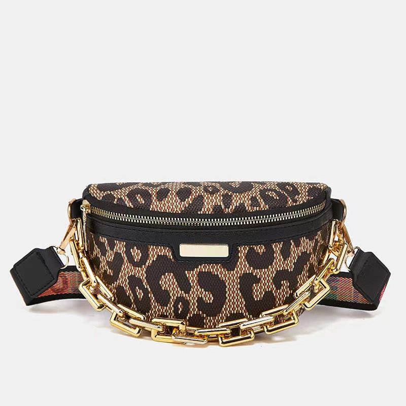 Leisure Simple Leopard Ring Print Cross Body Waistpack Fashion Trend Chain One Shoulder Chest Bag Casual  Slip Circle Printing Crossbody Waist Bag Fashionable Trendy Chain Single Shoulder Bag