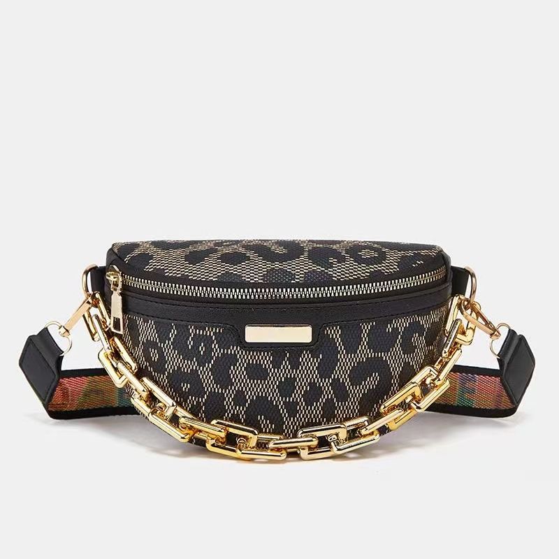 Leisure Simple Leopard Ring Print Cross Body Waistpack Fashion Trend Chain One Shoulder Chest Bag Casual  Slip Circle Printing Crossbody Waist Bag Fashionable Trendy Chain Single Shoulder Bag