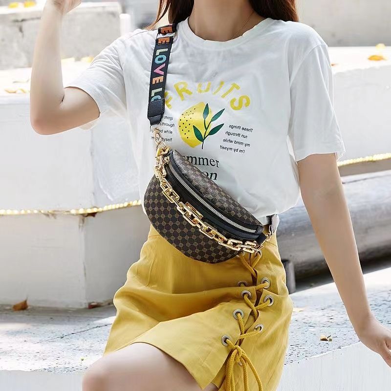 Leisure Simple Leopard Ring Print Cross Body Waistpack Fashion Trend Chain One Shoulder Chest Bag Casual  Slip Circle Printing Crossbody Waist Bag Fashionable Trendy Chain Single Shoulder Bag