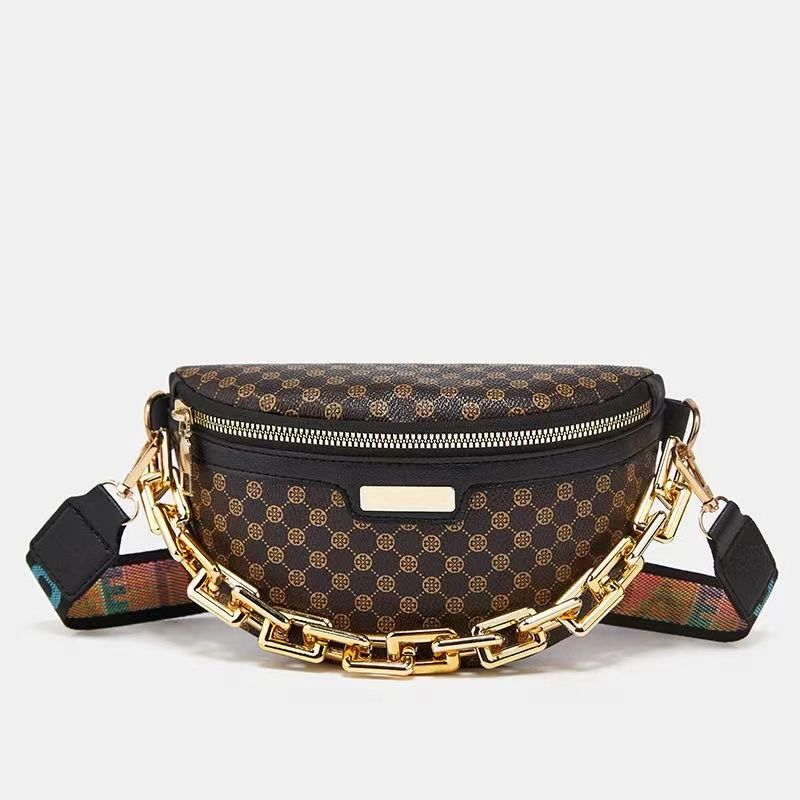 Leisure Simple Leopard Ring Print Cross Body Waistpack Fashion Trend Chain One Shoulder Chest Bag Casual  Slip Circle Printing Crossbody Waist Bag Fashionable Trendy Chain Single Shoulder Bag