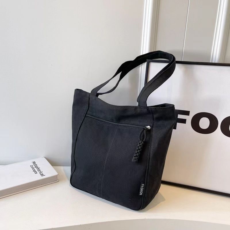 Large Capacity Canvas Women Tote Bags Fashion Female Shoulder Bag Commuting Carrying Bag Casual Designer Handbag Shopper Bag Niche Solid Handbag High Quality  Style Commuting Versatile Canvas Bag