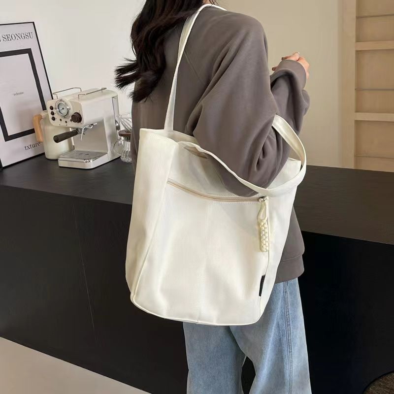 Large Capacity Canvas Women Tote Bags Fashion Female Shoulder Bag Commuting Carrying Bag Casual Designer Handbag Shopper Bag Niche Solid Handbag High Quality  Style Commuting Versatile Canvas Bag