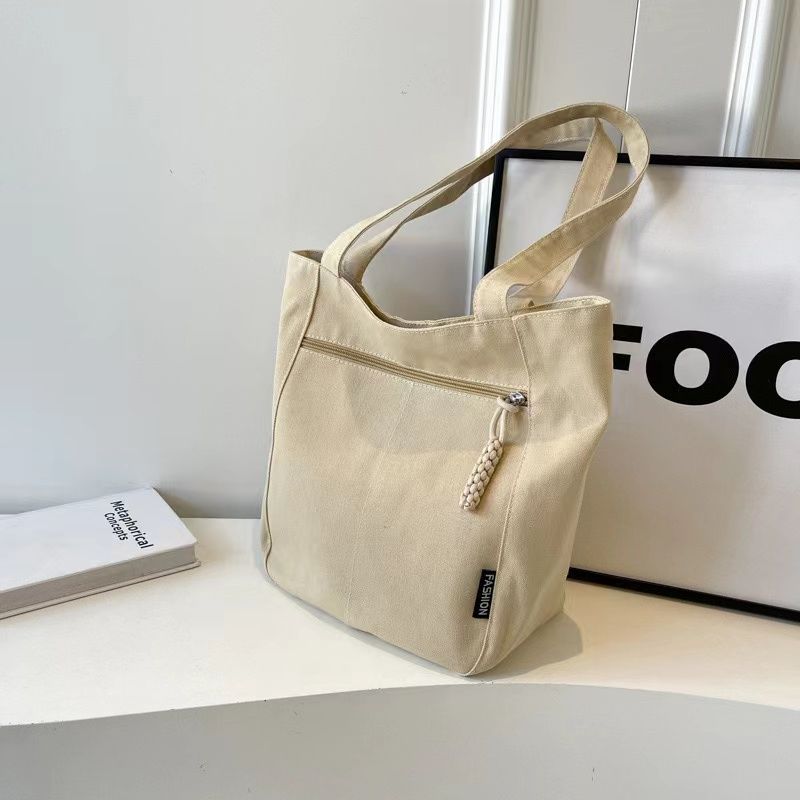 Large Capacity Canvas Women Tote Bags Fashion Female Shoulder Bag Commuting Carrying Bag Casual Designer Handbag Shopper Bag Niche Solid Handbag High Quality  Style Commuting Versatile Canvas Bag