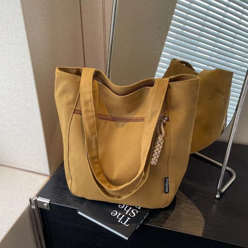 Large Capacity Canvas Women Tote Bags Fashion Female Shoulder Bag Commuting Carrying Bag Casual Designer Handbag Shopper Bag Niche Solid Handbag High Quality  Style Commuting Versatile Canvas Bag