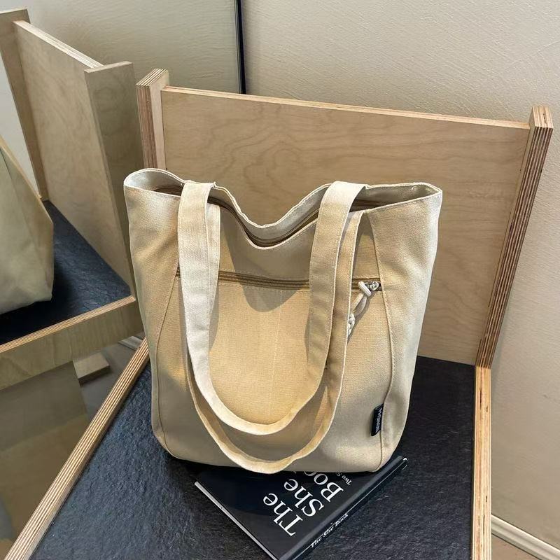 Casual Minimalist Shoulder Bag Large Capacity Niche Solid Handbag High Quality Preppy Style Commuting Versatile Canvas Bag