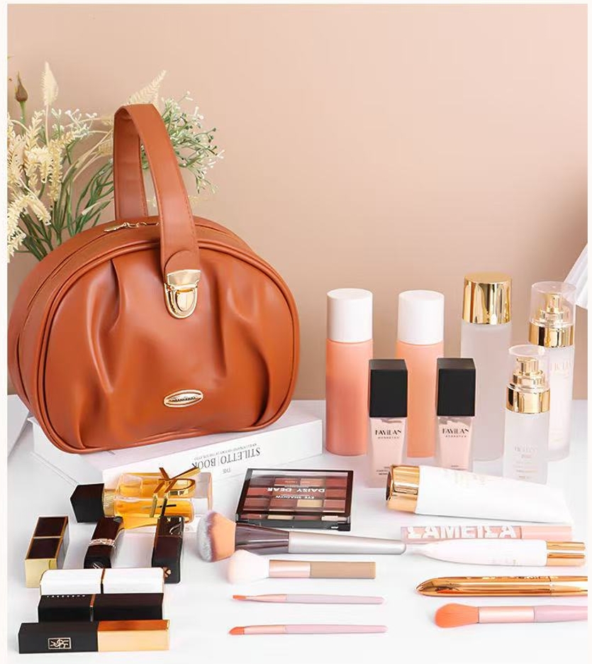 Fashion Makeup Storage Bag Travel Women PU Leather Shell Cosmetic Bag Handbag Portable Makeup Bag Lipstick Perfume Beauty Pouch