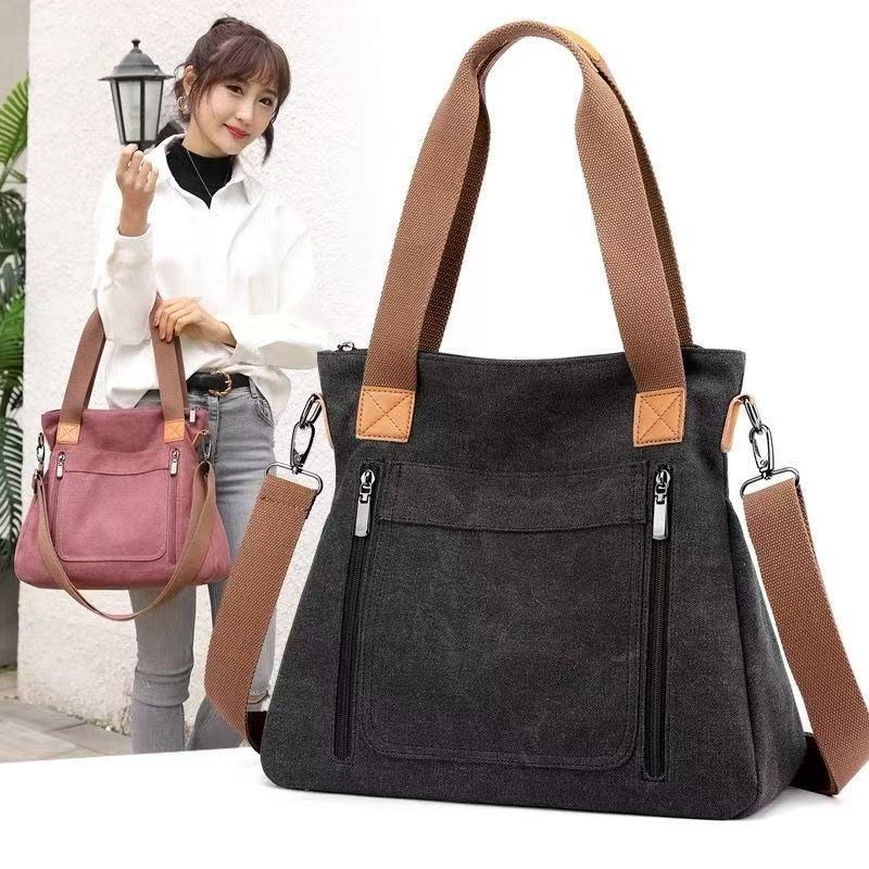 Women's Versatile Handbag Large Capacity Canvas Casual Shoulder Crossbody Bag Women's Stylish and Functional Everyday Use Tote Bag All Occasions Ladies Hand Bags Canvas Tote Bag