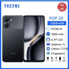 [Black Friday Pre-Sale] TECNO POP 20 128GB + 8(4+4)GB 4G Network 6.75" 120Hz Hole Screen Dual Speakers IP64 Waterproof 13MP 5000mAh 15W Type-C Android 15 Dual SIM Phone Side Fingerprint Unlock phones
