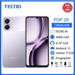 [Black Friday Pre-Sale] TECNO POP 20 128GB + 8(4+4)GB 4G Network 6.75" 120Hz Hole Screen Dual Speakers IP64 Waterproof 13MP 5000mAh 15W Type-C Android 15 Dual SIM Phone Side Fingerprint Unlock phones