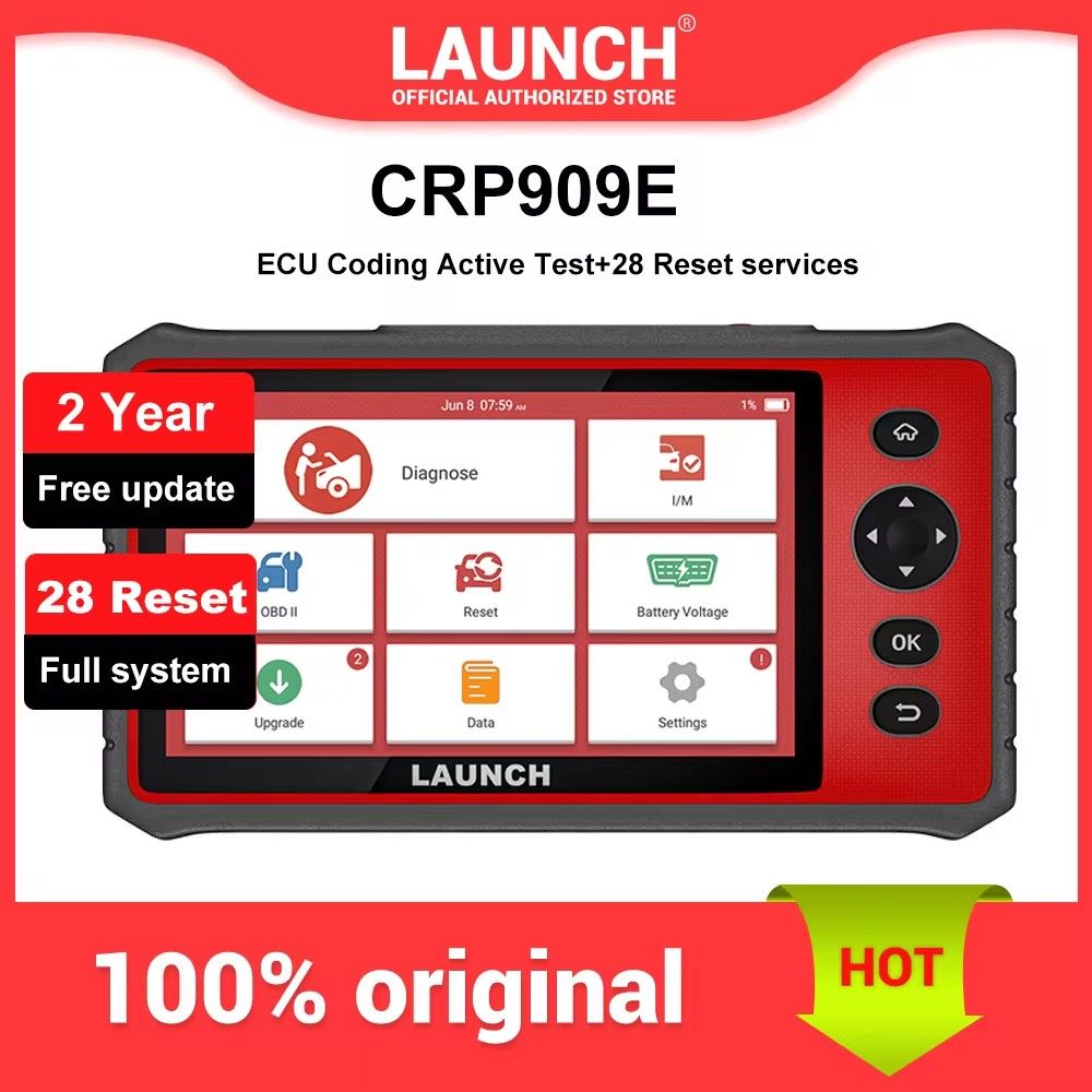 LAUNCH X431 CRP909E OBD2 Car Full System Diagnostic Tool Code Reader Scanner with 28 Reset Service Update Online