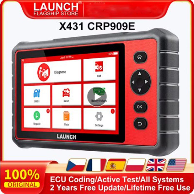 LAUNCH X431 CRP909E OBD2 Car Full System Diagnostic Tool Code Reader Scanner with 28 Reset Service Update Online