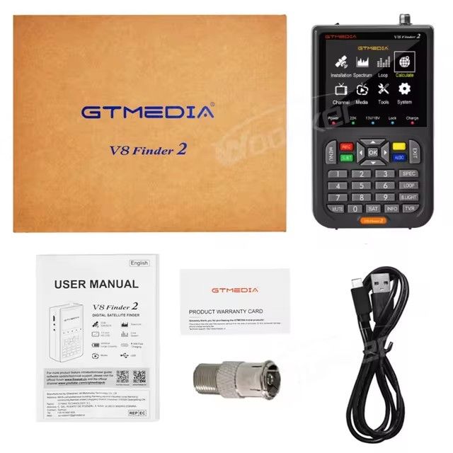 V8 Finder2 DVB-S2 1080P Satellite Finder Digital FTA DVB-S/S2/ S2X Signal Detector Receiver LCD Screen